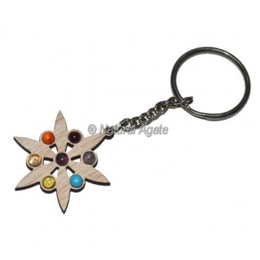 Star Seven Chakra Wood Keychain