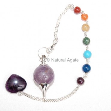 Amethys Ball Pendulums with chakra chain