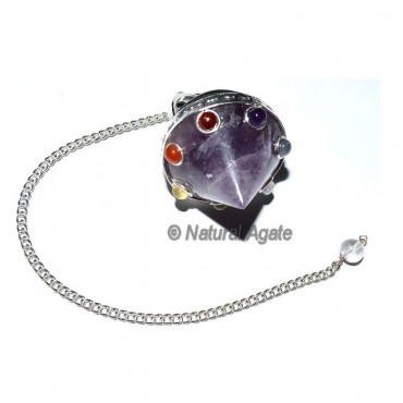 Amethyst 7 Chakra Cone Pendulum