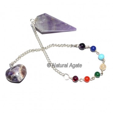 Amethyst Chakra Pendulum With Chakra Chain