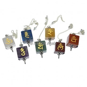 Chakra Sanskrit Cube Pendulums Set