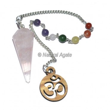 Rose Quartz 12 Faceted Chakra Pendulums