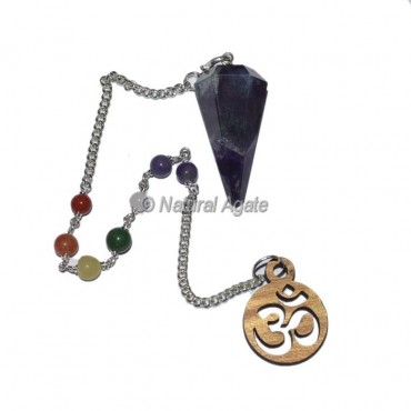 Amethyst 6 faceted Chakra Pendulums