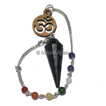 Black Tourmaline 12 faceted chakra pendulums