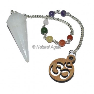 Selenite 12 faceted chakra pendulums