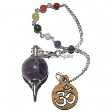 Amethyst Ball Pendulum with Chakra Chain