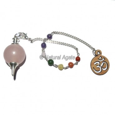 Rose Quartz Ball Pendulums with Chakra Chain