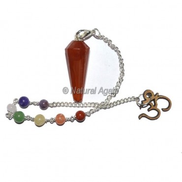 Carnelian 12 Faceted Pendulums with Chakra Om Chain