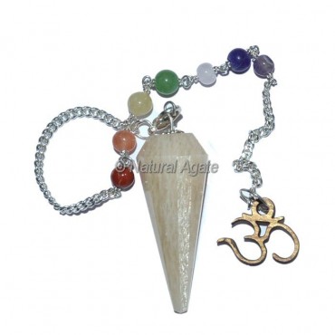Moonstone 12 Faceted Pendulums with Chakra Om Chain
