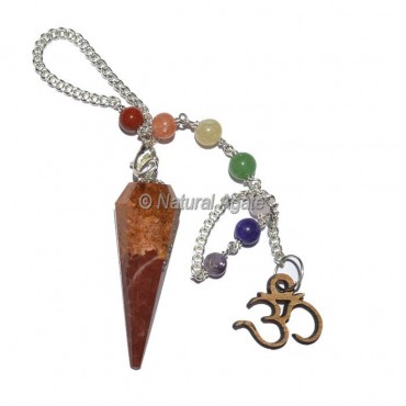 Red Jasper 12 Faceted Pendulums with Chakra Om Chain