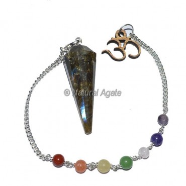 Labrodrite 12 Faceted Pendulums with Chakra Om Chain