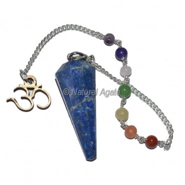 Lapis Lazuli 12 Faceted Pendulums with Chakra Om Chain