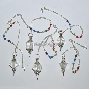 Crystal Quartz Geometry Chakra Pendulums Set