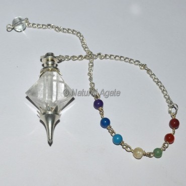 Icosahedron Crystal Quartz Chakra Pendulum