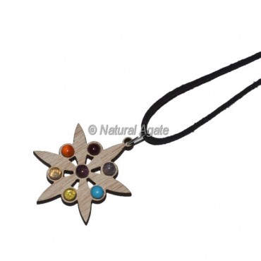 Flower Wooden Chakra Pendants