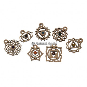 7 Chakra Wooden Pendants Set