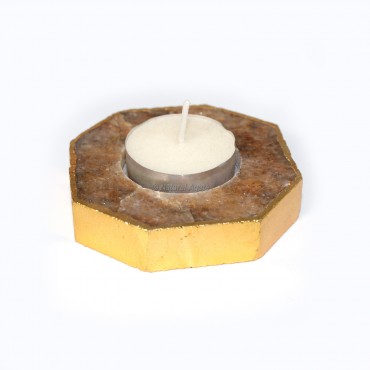 Golden Quartz Electroplated Candle Holder