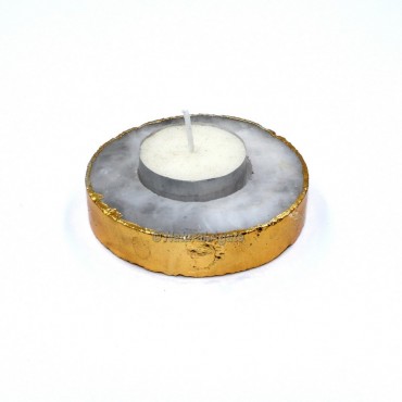 Electroplated White Quartz Candle Holder