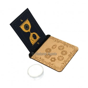 7 Chakra Engraved Tarot Card Holder with Hour Glass