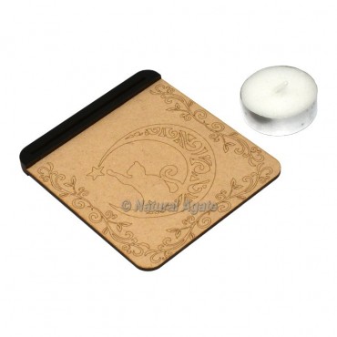 Engraved Cat Tarot Card Holder Wooden