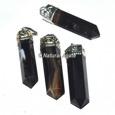 Black Onyx Agate Cap Pencil Pendants