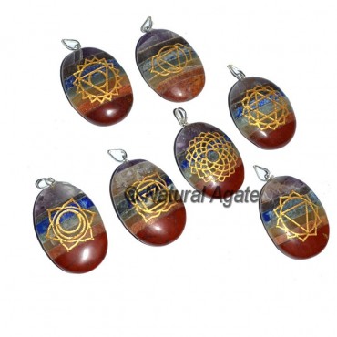 Bonded Chakra Oval Pendants Set