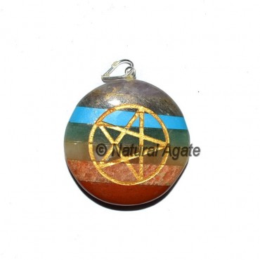 Pentagram Bonded Chakra Disc Pendants