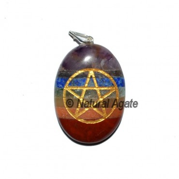 Pentagram Bonded Chakra Oval Pendants