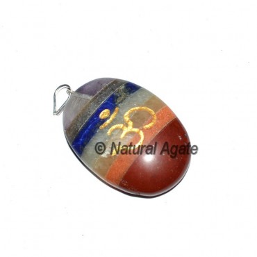 Om Bonded Chakra Oval Pendants