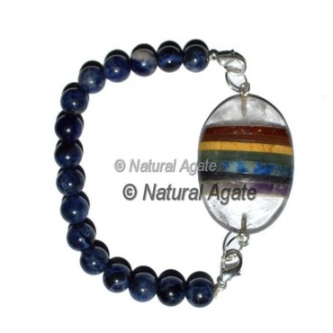 Seven Chakra Oval With Sodalite Beads Bracelet