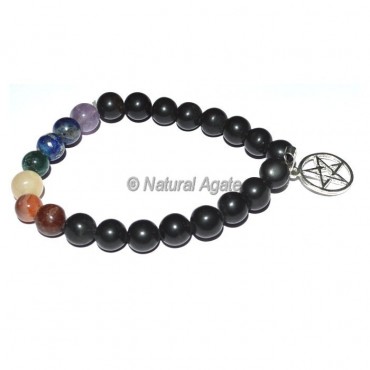 Seven Chakra Bracelet with Pentagram Charm