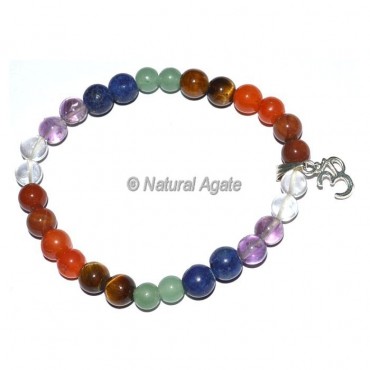 Seven Chakra Bracelet With Om Charm