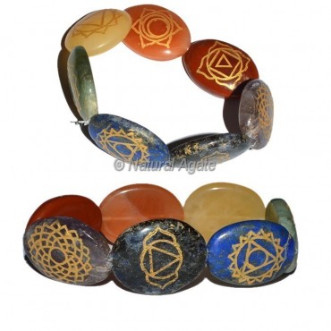 Engraved Seven Chakra Oval Bracelet