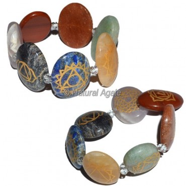 Engraved 7 Chakra Oval Bracelet For Sale