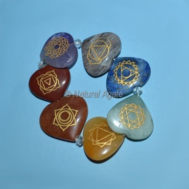 7 Chakra Engraved Hearts Bracelet