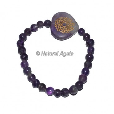 Crown Chakra Symbol Engraved Oval Bracelets