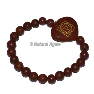 Root Chakra Symbol With Chakra Stone Heart Shape Bracelets