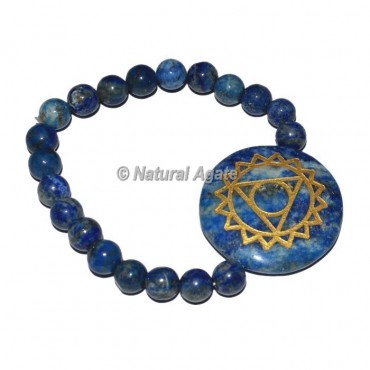 Throat Chakra Symbol Engraved Round Bracelets