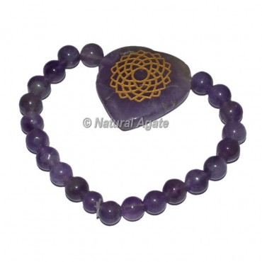 Crown Chakra Symbol Engraved Heart Shape Bracelets