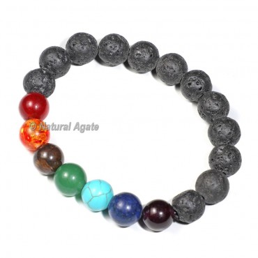 Lava Stone 7 Chakra Bracelet