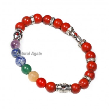 Red Jasper Bracelet with 8mm Chakra Beads