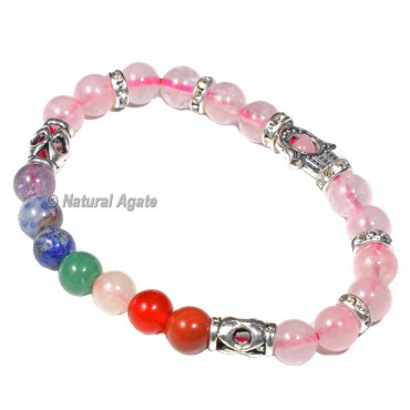 Seven Chakra Bracelet with Rose Quartz