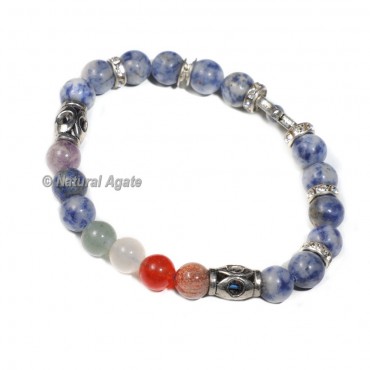 7 Chakra Hamsa Bracelet with Sodalite