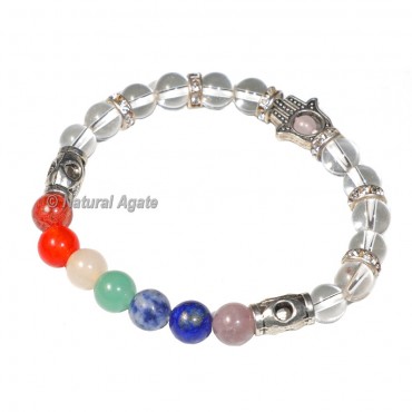 7 Chakra Hamsa Bracelet With Crystal Beads