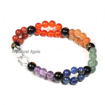 Double Layer 7 Chakra Bracelet with OM