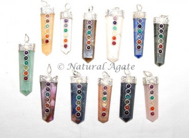 Gemstones Chakra Flat Pencil Pendant