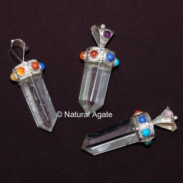 Crystal Quartz Chakra Pendants Point