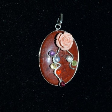 Red Jasper Oval Chakra Pendant