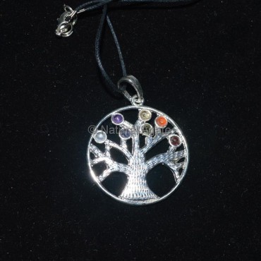 Flower of Life Tree Chakra Pendant With Lather Cor