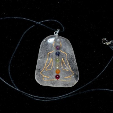 Crystal Quartz Seven Chakra Buddah Pendant